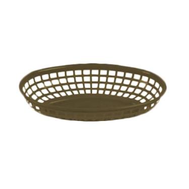 Imagem de A-to-Z Supply PLBK938B Cesta de fast food, 24 cm, oval, empilhável, pode ser lavada na lava-louças, polipropileno, marrom, pacote com 12