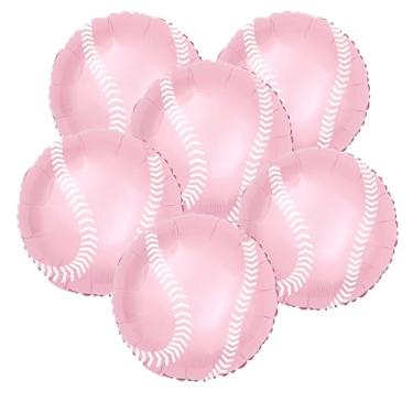 Imagem de 6-Pack Pink Baseball Balloons – Perfect for Sports Themed Birthday Parties, Birthday Decorations & Girls' Sports Celebrations