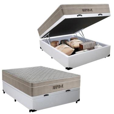 Imagem de Cama Box Baú Casal Sintético Cremil + Colchão Molas Ensacadas AirPrime