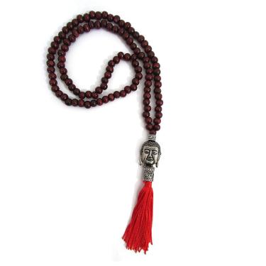 Imagem de Japamala Buda 108 Contas em Madeira (Contas Sortidas) - Buda Cor Prata