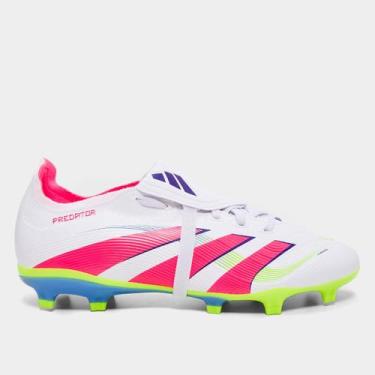 Imagem de Chuteira Campo Adidas Predator League Lin Unissex, Branco, Rosa, 41