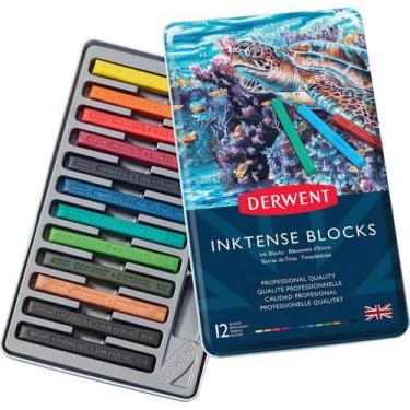 Imagem de Bloco Inktense Aquarelável 12 Cores Estojo Lata - Derwent, Única, Únic