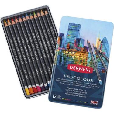 Imagem de Lápis de Cor Permanente Procolour 12 Cores Estojo Lata - Derwent, Únic