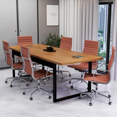 Imagem de Mesa Diretor Reunião Escritório Estilo Industrial Moderno 190x80 6 Lugares Tampo MDF (Nature)