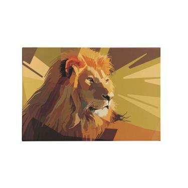 Imagem de Quadro Decorativo Canvas Leão Geométrico Abstrato Colorido - Deliquadr