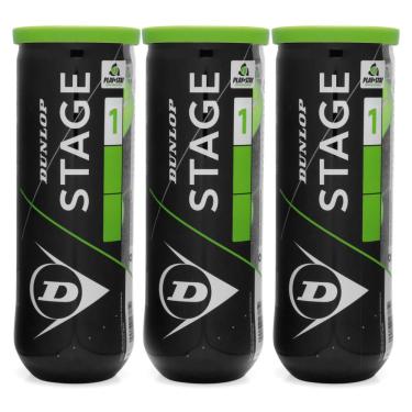 Imagem de Bola de Tênis Dunlop Stage 1 Verde Pack com 03 Tubos