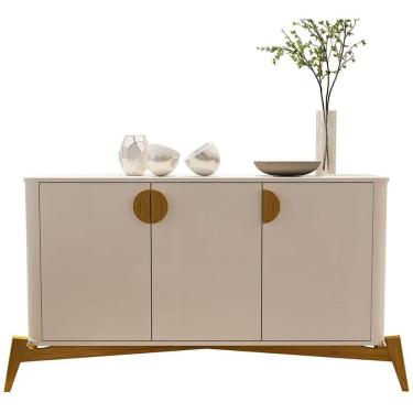 Imagem de Buffet Buriti com 3 Portas e Pés de Madeira Maciça JB Bechara Cor Off White