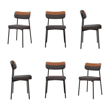 Imagem de Kit com 6 Cadeiras para Sala de Jantar Mona Yescasa Grafite/Caramelo