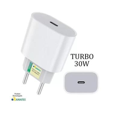 Imagem de Kit Carregador Turbo 30W Fonte USB-C + Cabo Tipo-C Compatível Todos An