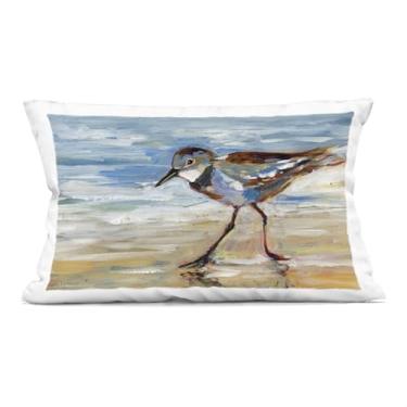 Imagem de Stupell Industries Sandpiper and Beach Tide Almofada impressa para ambientes internos, 35 x 18 x 50, azul