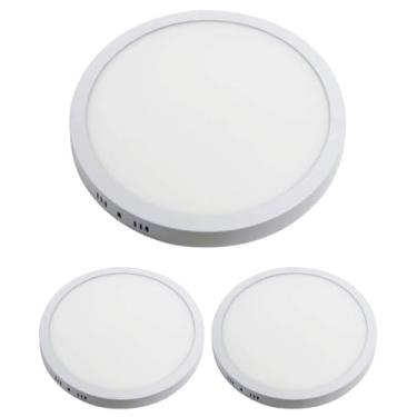 Imagem de Kit 3x Painel Plafon Sobrepor Alumínio Redondo LED 24W 30cm Bivolt Branco Frio