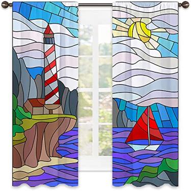 Imagem de Cortina blackout abstrata, imagem geométrica colorida fractal, tecido impermeável, cortinas blackout com absorção de som para decoração de sala de jantar/festa, L 106 x C 150 cm