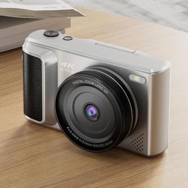 Imagem de Câmera Digital de 64 MP, Zoom 16X, Gravação de Vídeo 4K UHD, Foco Automático, Tela Giratória de 180 °, Com Cartão de 128 GB e Filtros de Beleza, para Vídeo Fotográfico Selfie