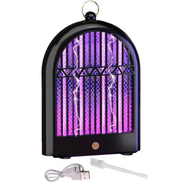 Imagem de Luminaria Repelente Mata Inseto Mosquito Mosca Armadilha Luz Ultravioleta Choque Pernilongo Usb Portatil Gancho Pendurar