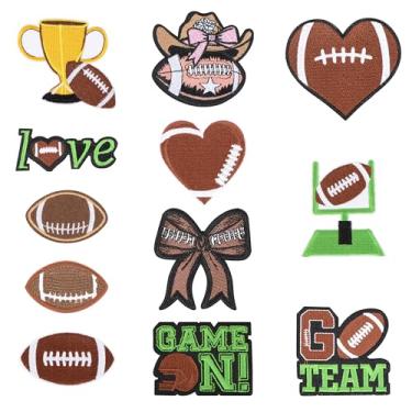 Imagem de 12 peças de adesivos de futebol para dia de jogo de rúgbi, aplique bordado, acessório faça você mesmo, acessório para chapéu, jaqueta, jeans, camisas, uniforme e mochila