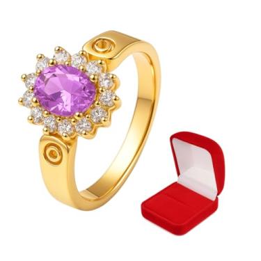 Imagem de Anel Aliança de Ouro Banhado 18k 750 725 Azul, Verde, Vermelho + Caixinha Veludo Vermelha (Rosa Turmalina, 16)