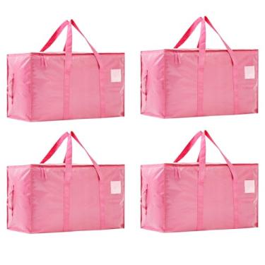 Imagem de Sacos de transporte resistentes extragrande, caixas de transporte, itens essenciais para mudança, caixas de armazenamento com tampas, sacolas de plástico para embalagem, bolsas de armazenamento para