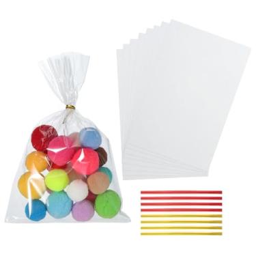 Imagem de PATIKIL Sacos de petiscos, 200 peças de sacos de presente transparentes de 15 x 20 cm com laços torcidos presente de plástico para lembrancinhas de festa de doces, embalagem de doces, pastelaria