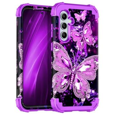 Imagem de Miqala Capa para Galaxy A55 5G/A35 5G, que brilha no escuro, três camadas, resistente, à prova de choque, proteção total de plástico rígido + capa protetora de silicone macio para Samsung Galaxy A55