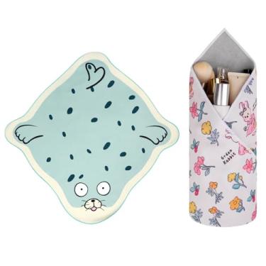 Imagem de GianiaChi Pano mágico autoadesivo | Protetor de lente de câmera + bolsa de armazenamento de cosméticos | Reutilizável, lavável, organizador dobrável | Estojo de viagem portátil para lentes, pincéis e