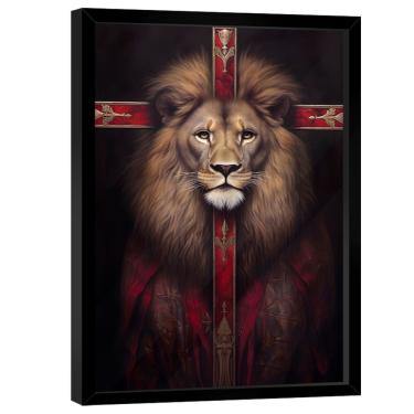 Imagem de Quadro Decorativo Leão Cruz Vermelha