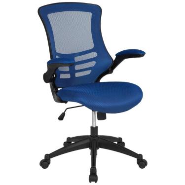 Imagem de Cadeira de Escritório Ergonômica Giratória com Suporte Lombar e Altura Ajustáveis, FLASH FURNITURE BL X 5M BLUE GG, Azul