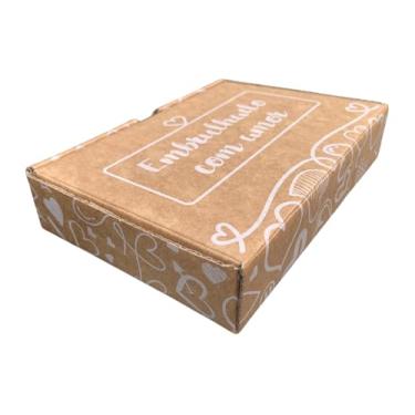 Imagem de 10 Caixas de Papelão Kraft com Branco - 16x11x3 - Embrulhado com Amor (Externa)