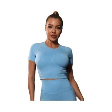 Imagem de Camiseta Esportiva Feminina Sem Costura - Ideal para Ioga, Fitness e T