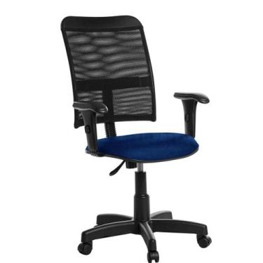 Imagem de Cadeira Escritório Giratória Tela Com Braço Rcp Cor Azul - Goldflex