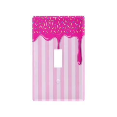 Imagem de Blueangle Capa de placa de parede para interruptor de luz de alternância - Tampa decorativa para interruptor de luz de gotejamento de gelo rosa placa de parede, tamanho 1 gangue 4,53 x 2,76 polegadas