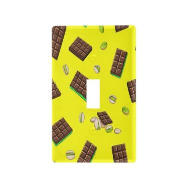 Imagem de Blueangle Capa para placa de parede para interruptor de luz - Barra de chocolate para interruptor de luz decorativa para tomada de parede, tamanho 1 gangue 4,53 x 2,76 polegadas (255)