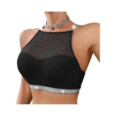 Imagem de Camisola Feminina De Renda Floral Com Costas Descobertas Confortável E