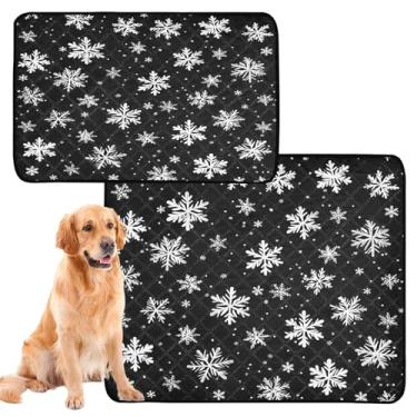 Imagem de CEBUGI Almofadas de xixi laváveis para cães, pacote com 3, almofadas impermeáveis para filhotes de cachorro, antiderrapante, à prova de vazamento, para cama de cercadinho, flocos de neve brancos