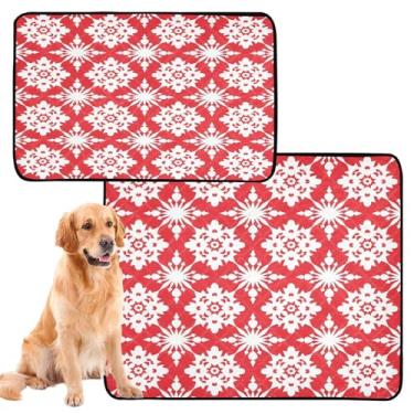 Imagem de CEBUGI Almofadas de xixi laváveis para cães, pacote com 2, almofadas impermeáveis para filhotes de cachorro, antiderrapante, à prova de vazamento, para cama de cercadinho, floco de neve