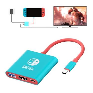 Imagem de Switch TV Dock, estação de TV portátil para Switch/Steam Deck/ROG Ally/Legion GO, estação de viagem com interruptor 3 em 1 com HDMI 4K a 60Hz, USB 3.0 e porta PD de carregamento de 100 W (não serve