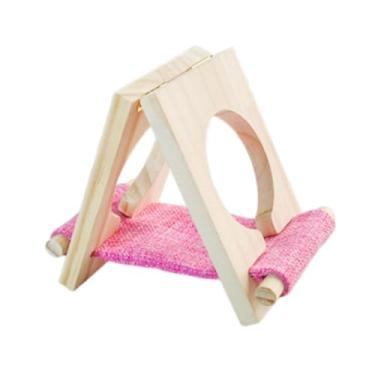 Imagem de Generic Cama de madeira para hamster, esconderijo divertido, ventilada, decoração de habitat, acessórios para gaiola, para gerbils, lemingues, ratos e, Rosa