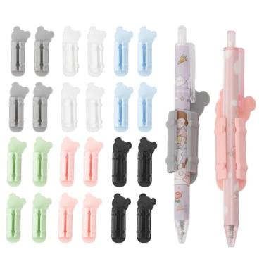 Imagem de IBEQUEM 24 peças de suporte de caneta de silicone, suportes adesivos atualizados para uso em desktop e parede, acessório essencial para sala de aula, escritório e armazenamento de canetas de mesa