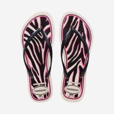 Imagem de Chinelo Havaianas Slim Animals Bege, Bege palha, Cinza dark metalico, 