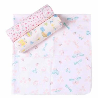 Imagem de Kit 3 Peças Cueiro Manta Flanelado 80X60Cm Feminino