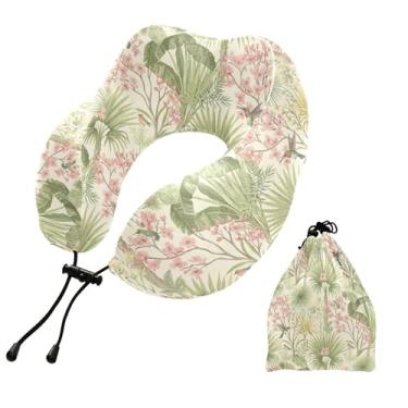 Imagem de Burbuja Travesseiro retrô de pescoço florestal para viagem, almofada de viagem de espuma viscoelástica para suporte de cabeça de carro de avião dormindo, lavável na máquina e portátil