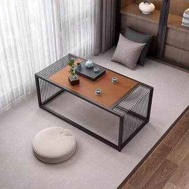 Imagem de Mesa baixa para sentar no chão longa, mesa de chão para sentar no chão, mesa de jantar moderna grandes mesas de café para sala de estar, chá, decoração de casa (tamanho: 80 * 50 * 30 cm, cor