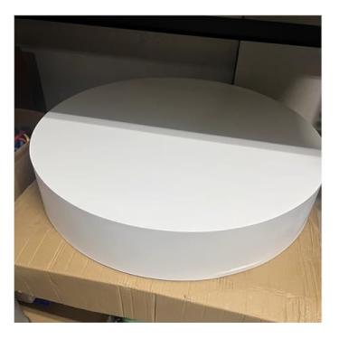 Imagem de Plataforma de elevação de exibição branca redonda - suporte de pedestal cilíndrico para roupas, lojas de noivas, manequins, vitrine de fotografia, grande base de exibição para varejo e eventos