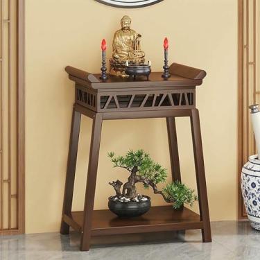 Imagem de Mesa de altar de Buda com armazenamento | Pedestal de santuário de armário chinês | Suporte de oferta tradicional para sala de estar, quarto, escritório, banheiro | Mobiliário de meditação elegante