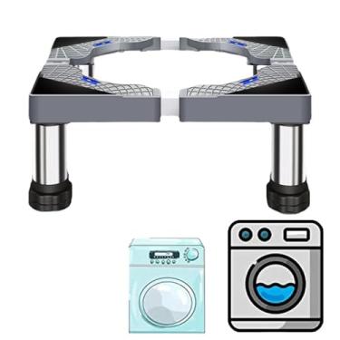 Imagem de Pedestal de lavanderia para lavadora e secadora 28 largura carga universal 399.2 kg/400 kg base de máquina de lavar base plataforma resistente aumento 9.9-24.9 cm altura, cinza 4 pés-10 cm