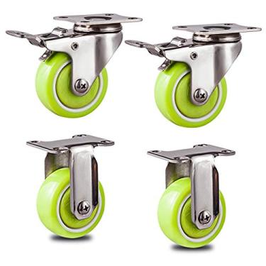 Imagem de Rodas de rodízio resistentes - Rodízios giratórios pequenos com placa para móveis, carrinho e vasos de flores - Rodízios de substituição universais de nylon durável - pacote com 4