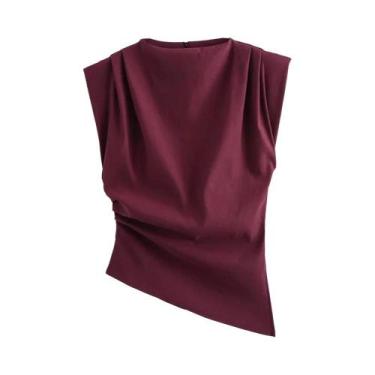 Imagem de Moda sem ombros estilo europeu americano simples plissado decorativo n