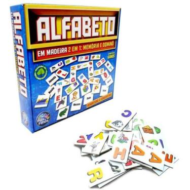 Imagem de Brinquedo Pedagógico Madeira Alfabeto Dominó e Memória - PAIS E FILHOS