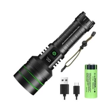 Imagem de Lanterna LED XHP50 De Alta Potência 18650 Recarregável USB, Lanterna T