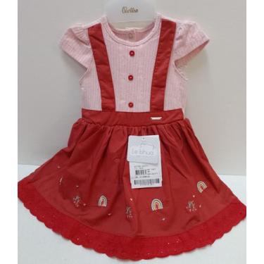 Imagem de Vestido Luxo Menina Bordado Verão LeBhua / Paraiso Rf 13771, Vermelho,