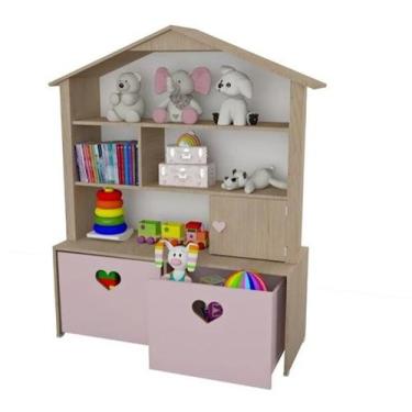 Imagem de Armário Casinha Organizadora Maia Rose E Carvalho 100 Mdf - Woodcore